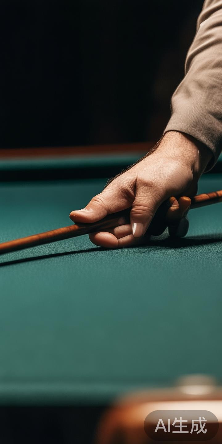 台球杆的正确握持
握杆时，手指应自然包裹，握持不