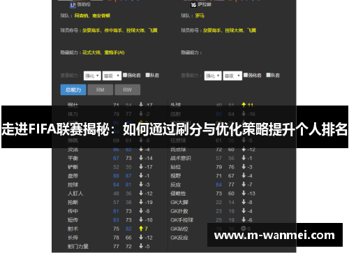 走进FIFA联赛揭秘：如何通过刷分与优化策略提升个人排名